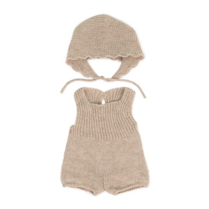 Doll Clothing Accessories: Miniland | Eco-Knitted Romper & Bonnet - 38cm