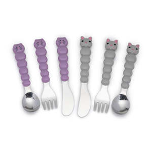 Melii | Utensil Set 6pc - Purple & Grey