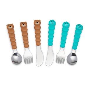 Utensils: Melii | Utensil Set 6pc - Brown & Blue