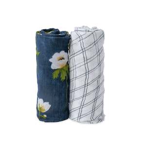 Little Unicorn | Deluxe Muslin Swaddle - White Anemone 2pk