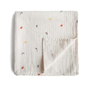 Mushie | Organic Cotton Muslin Swaddle - Dinosaurs