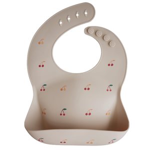 Silicone Bibs: Mushie | Silicone Baby Bib - Cherries
