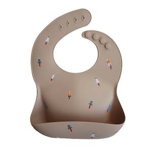 Mushie | Silicone Baby Bib - Rockets