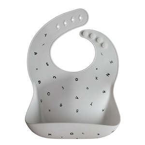 Silicone Bibs: Mushie | Silicone Baby Bib - Letters White