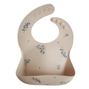 Silicone Bibs: Mushie | Silicone Baby Bib - Lilac Flowers