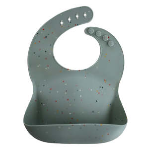 Silicone Bibs: Mushie | Silicone Baby Bib - Cambridge Blue Confetti