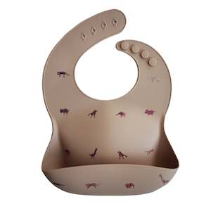 Silicone Bibs: Mushie | Silicone Baby Bib - Brown Safari