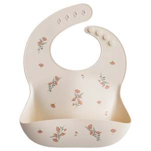 Easter: Mushie | Silicone Baby Bib - Pink Flowers