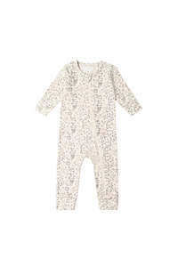 Onesies Sleepwear: Organic Cotton Reese Zip Onepiece - Garden Bunnies Tofu | Jamie Kay