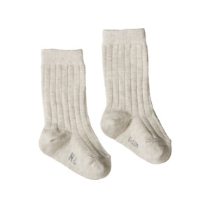 ORGANIC COTTON RIB SOCKS - Light Grey Marl | Nature Baby