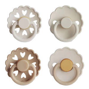 4-Pack Pacifiers - Round Latex - Snowflake Dream | Frigg