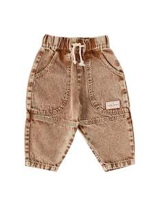 Bottoms: DREW DENIM POCKET PANT BROWN | Goldie + Ace
