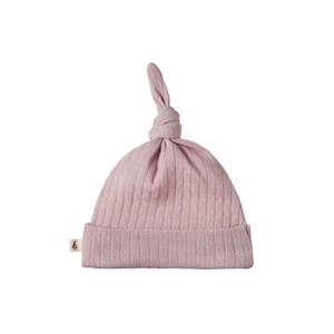 MERINO KNOTTED BEANIE POINTELLE || Lilac | Nature Baby