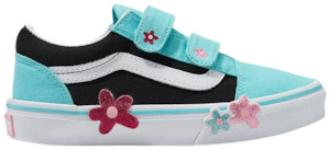Vans: YOUTH - OLD SKOOL V FLOWER GLITTER FLOWER POWER MULTI/TRUE WHITE | Vans