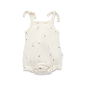 Cherry Bubble Romper | Natural | Aster & Oak