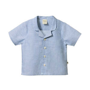 Tops: GUTHRIE SHIRT LINEN | Blue Stripe | Nature Baby