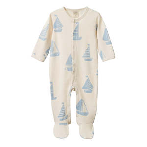 Onesies Sleepwear: STRETCH & GROW | Regatta Blue Print | Nature Baby