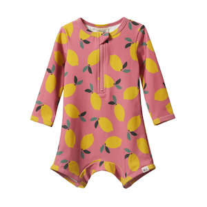 ONE PIECE BATHING TRUNKS | Lemmony Rose Print | Nature Baby