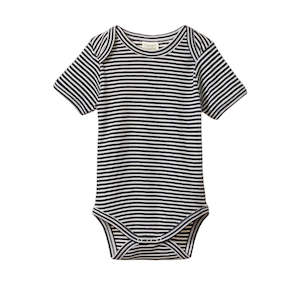 SHORT SLEEVE BODYSUIT - Navy Stripe | Nature Baby