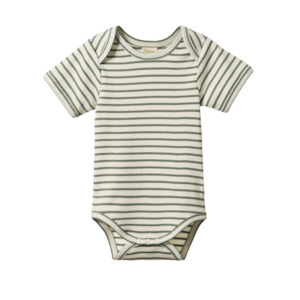 SHORT SLEEVE BODYSUIT - Nettle Sailor Stripe | Nature Baby
