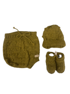 0-3M Pickle Alpaca Bloomers + Hat + Booties Set | Ida & Ish