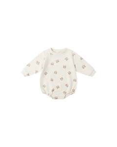 0 3: CREWNECK BUBBLE ROMPER || BROWN BEAR | Quincy Mae
