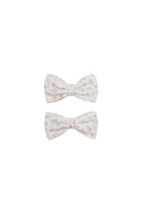 Jamie Kay: Organic Cotton Noelle 2pk Bow - Posy Garden Pink | Jamie Kay