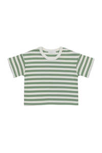 Pima Cotton Wesley Tee - Essential Stripe Parchment/ Snow Pea | Jamie Kay