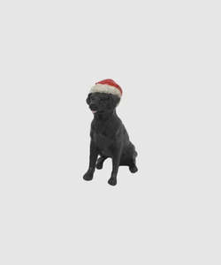 Black Dog with Santa Hat | French Country
