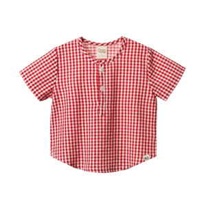 Tops: S/S CARAVAN SHIRT GINGHAM || RED CHECK | Nature Baby