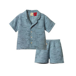 Tops: SEREN SET MUSLIN || BLUE WHALE PRINT | Nature Baby