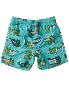 Swimwear: Crocodile Rock Green Boardies | Kip & Co