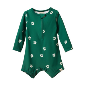 ONE PIECE BATHING TRUNKS || FLORA PEPPERMINT PRINT | Nature Baby