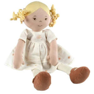 Priscy - Blonde Hair Doll with White Linen Dress | Tikiri-Bonikka