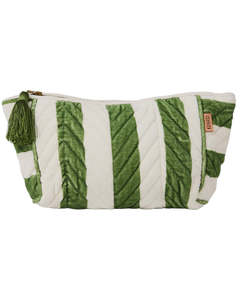 Kip Co: Moss Stripe Velvet Toiletry Bag | Kip & Co