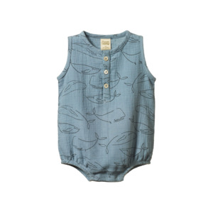 CEDAR SUIT MUSLIN || BLUE WHALE PRINT | Nature Baby