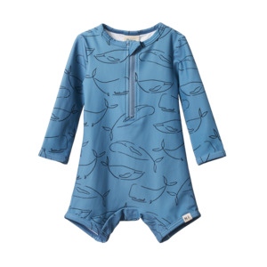 ONE PIECE BATHING TRUNKS || BLUE WHALE PRINT | Nature Baby