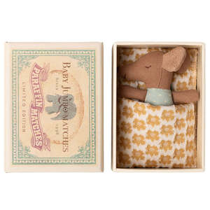 Maileg: Sleepy Wakey Baby Mouse in Matchbox - 2025 Blue | Maileg