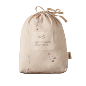 FITTED SHEET JERSEY. Goose Lullaby Print\Cot | Nature Baby