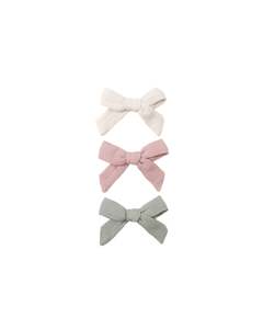 Quincy Mae: BOW W. CLIP, SET OF 3 || NATURAL, FERN, ROSE | Quincy Mae