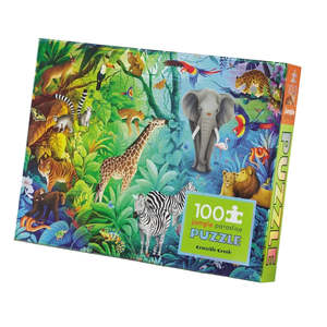 Games Puzzles: 100 Piece Holographic Puzzle -Jungle Paradise | Crocodile Creek
