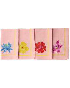 Wild Flower Embroidered 4P Napkin Set | Kip & Co
