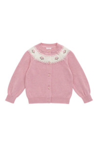 Annette Cardigan - Annette Jacquard - Pink Flutter Marle | Jamie Kay