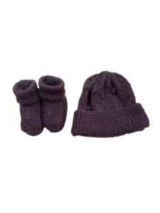 Tights Socks: 0-3M Purple Hat + Booties Set | Ida & Ish