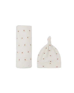 Quincy Mae: Bamboo Swaddle + Knotted Hat - Valentine | Quincy Mae