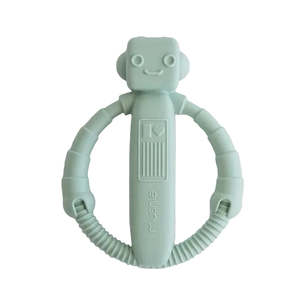 Mushie: Robot Rattle Teether - Cambridge Blue | Mushie