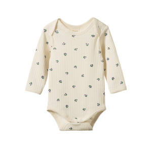 Products: LONG SLEEVE BODYSUIT POINTELLE - Winter Berry Print | Nature Baby