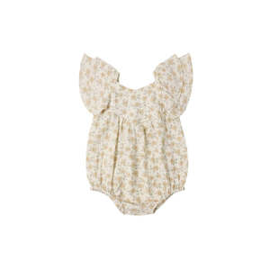 Roxy Romper - Yellow Floral - Ivory | Rylee + Cru