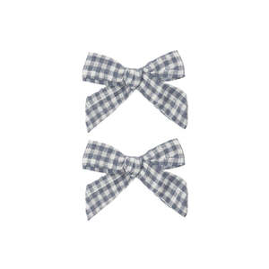 Rylee Cru: Bows - Set Of 2 - Marine Gingham - Marine | Rylee + Cru
