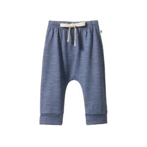 Bottoms: MERINO DRAWSTRING PANTS - Vintage Indigo Marl | Nature Baby